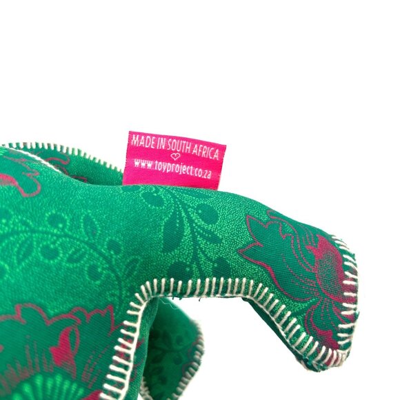 Handmade Green & Pink Floral Damask Fabric Rhino, Baby Shower, Kids Room Decor - Picture 9 of 9